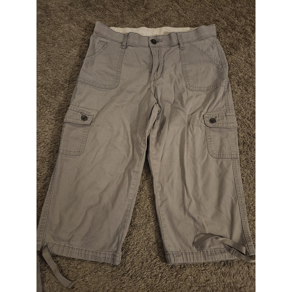 Womens Beige Lee Size 14 Cargo Capri Pants, tie leg